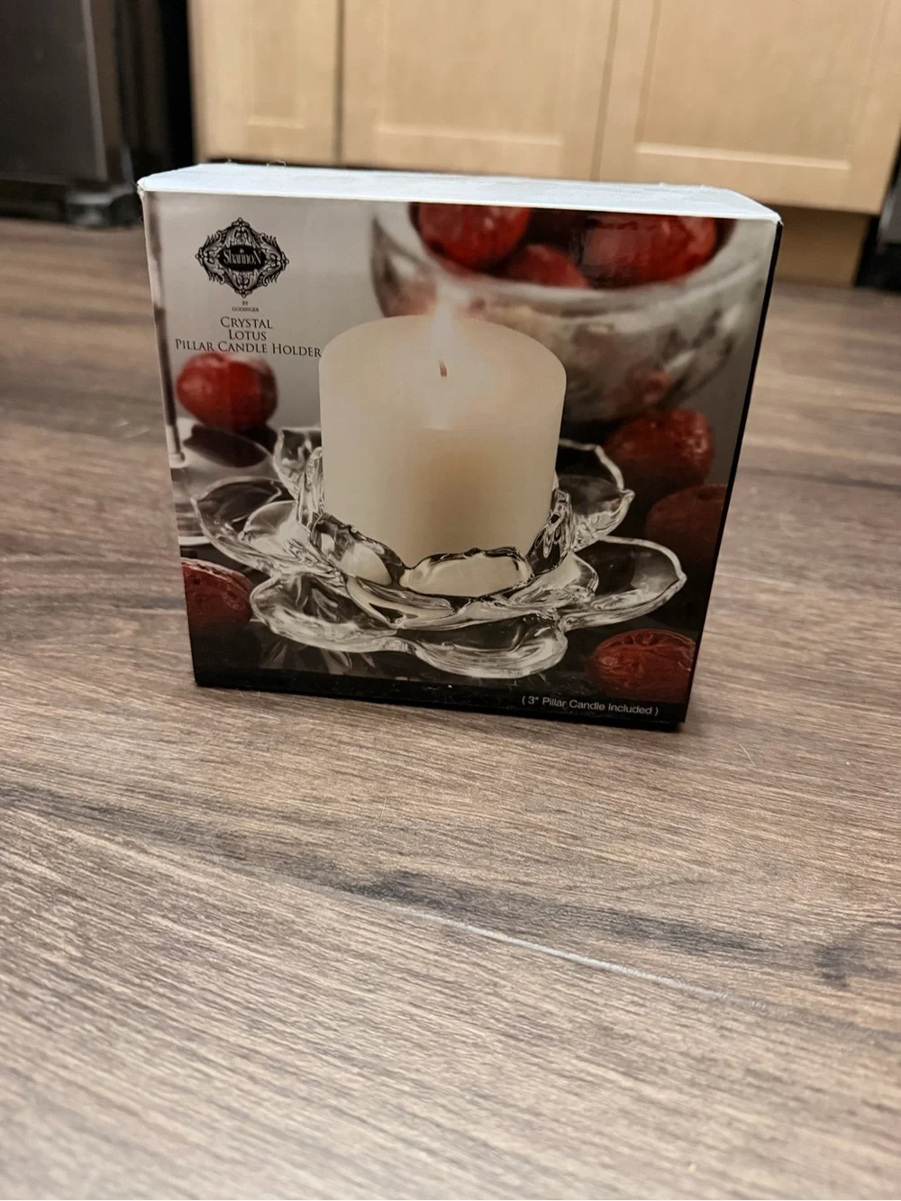Godinger Clear Crystal Lotus Pillar Candle Holder